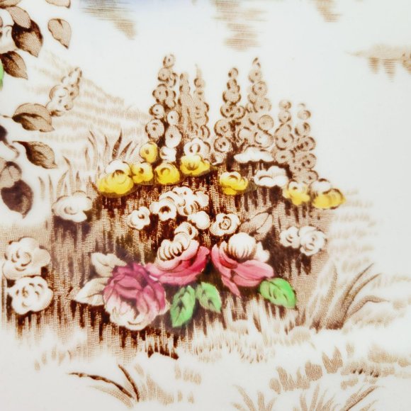 Johnson Bros Castle on The Lake Dinner Plate 10.75", Brown Multicolor, England - Picture 4 of 13